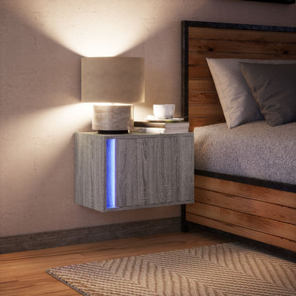 Wall-mounted Bedside Cabinet with LED Lights Grey Sonoma