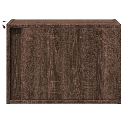 Wall-mounted Bedside Cabinet with LED Lights Brown Oak