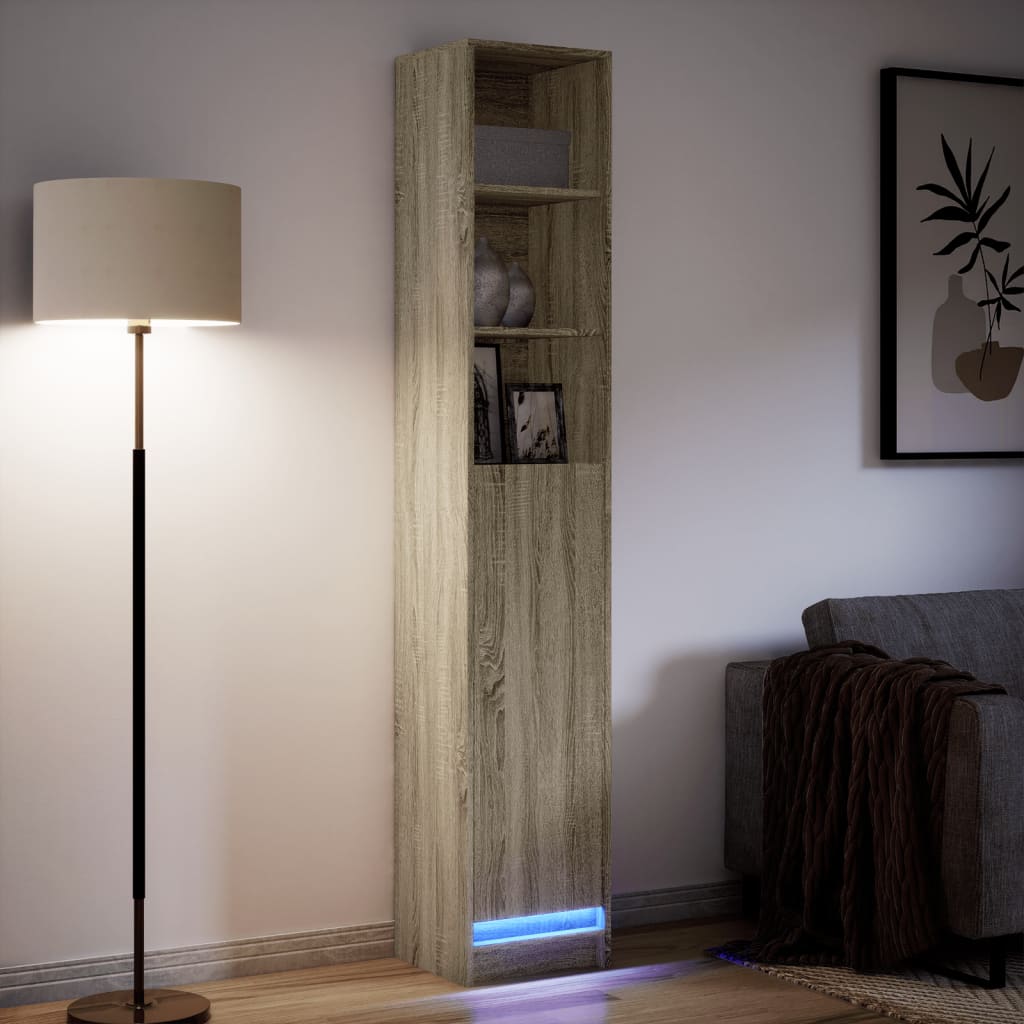 Sideboard with LED Sonoma Oak 36x32.5x200 cm Engineered Wood