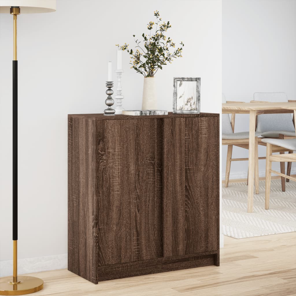 Sideboard with LED Brown Oak 77x34x85 cm Engineered Wood