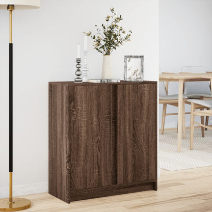 Sideboard with LED Brown Oak 77x34x85 cm Engineered Wood