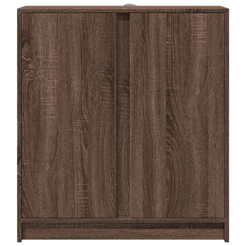 Sideboard with LED Brown Oak 77x34x85 cm Engineered Wood