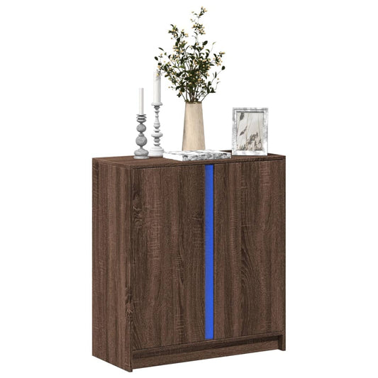 Sideboard with LED Brown Oak 77x34x85 cm Engineered Wood