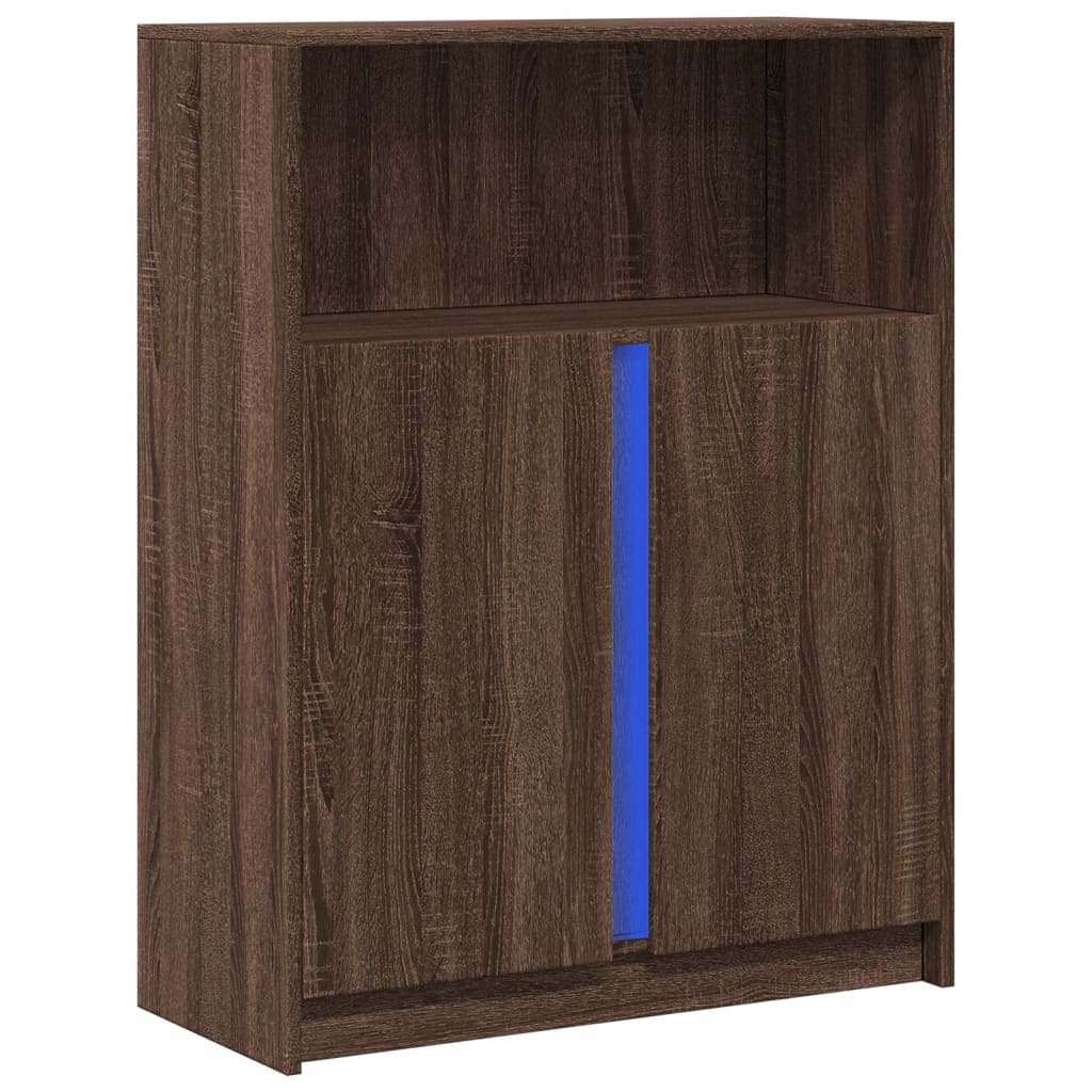 Sideboard with LED Brown Oak 77x34x100 cm Engineered Wood