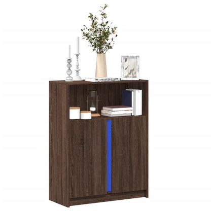 Sideboard with LED Brown Oak 77x34x100 cm Engineered Wood