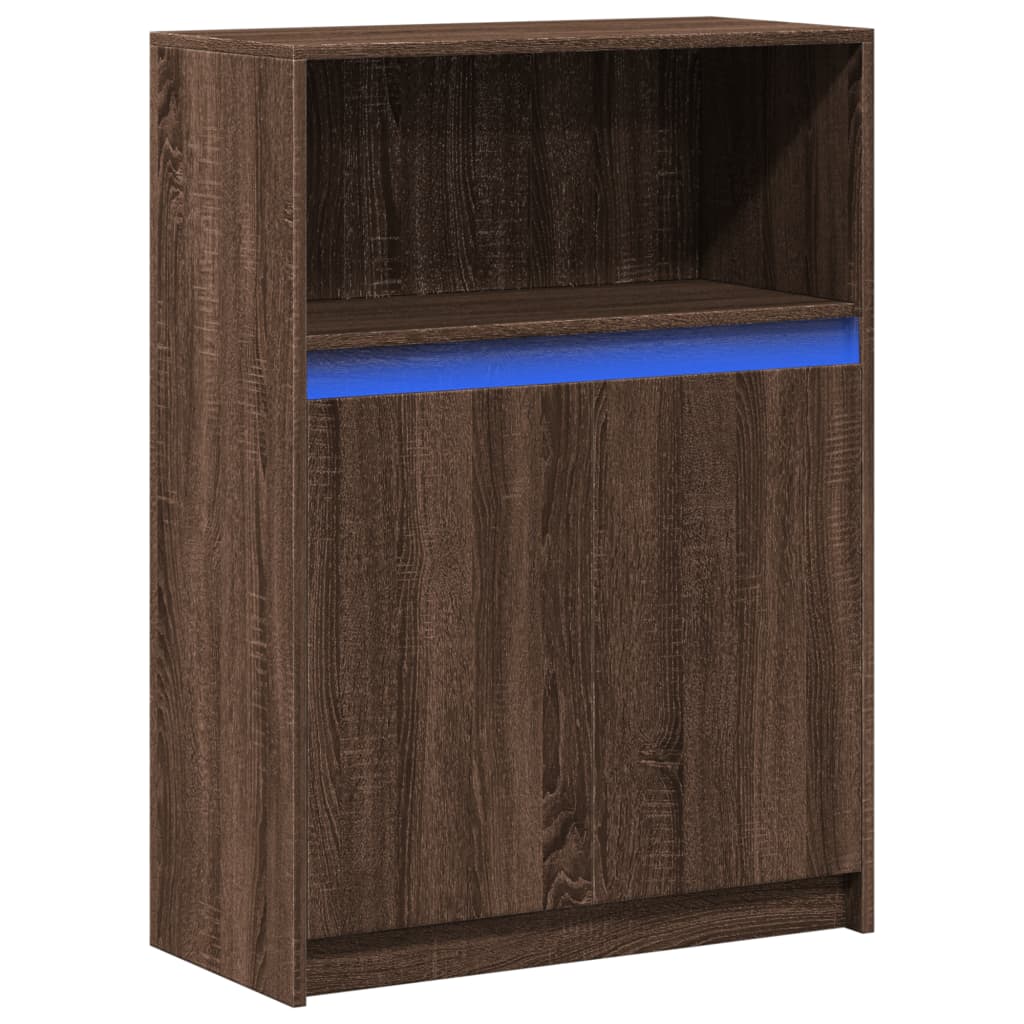 Sideboard with LED Brown Oak 72x34x100 cm Engineered Wood