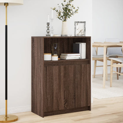 Sideboard with LED Brown Oak 72x34x100 cm Engineered Wood