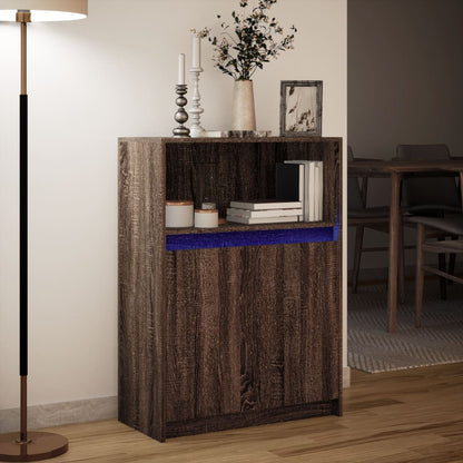 Sideboard with LED Brown Oak 72x34x100 cm Engineered Wood