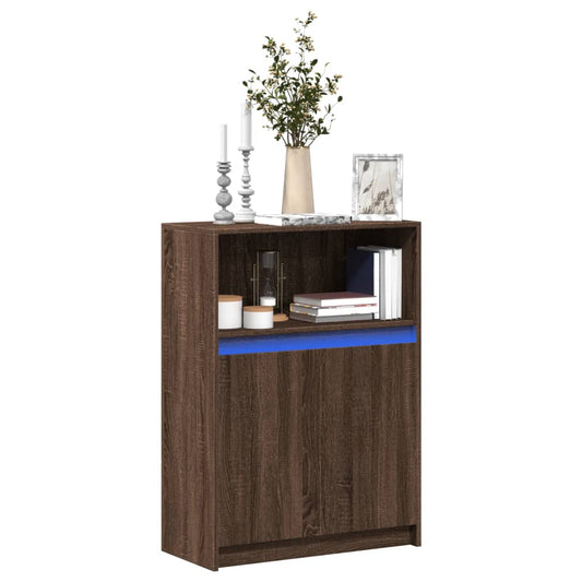 Sideboard with LED Brown Oak 72x34x100 cm Engineered Wood