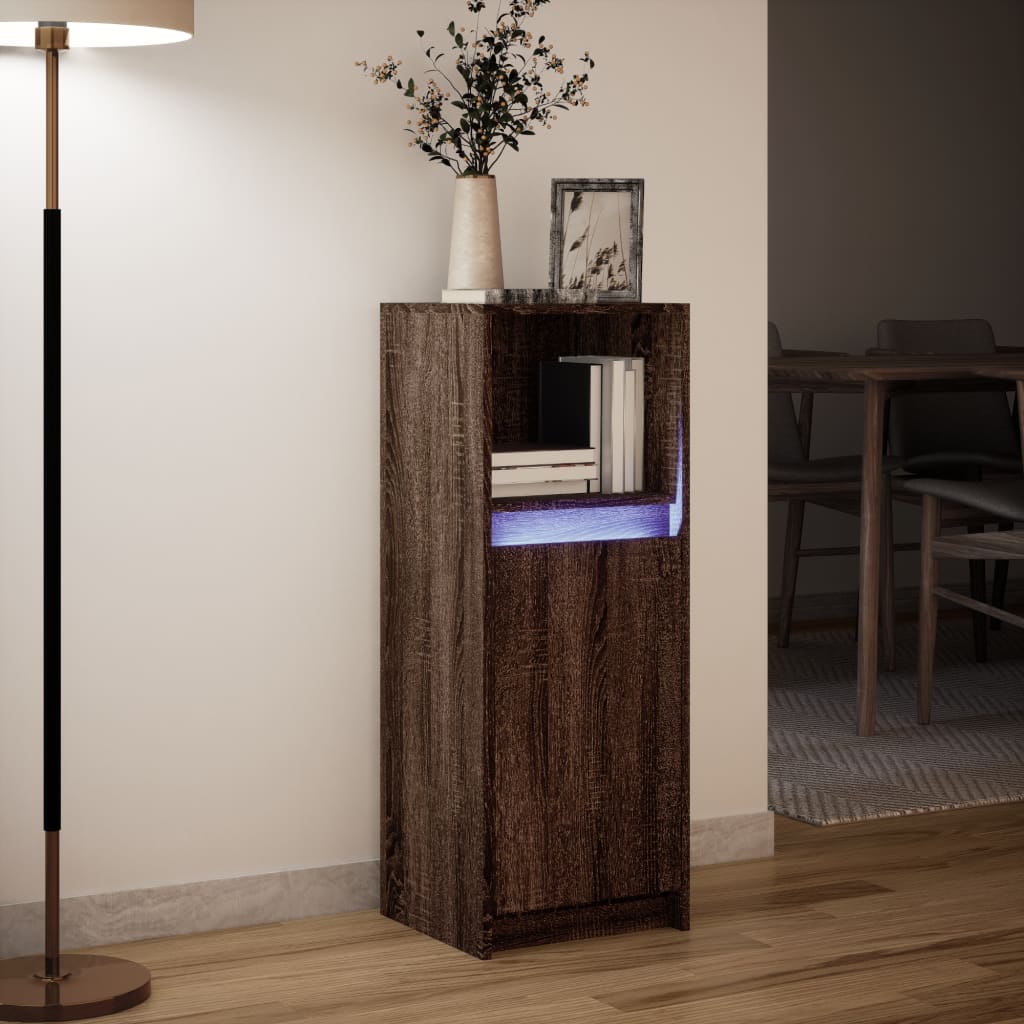 Sideboard with LED Brown Oak 38x34x100 cm Engineered Wood