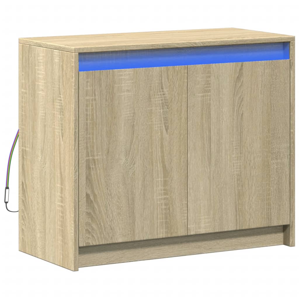 Sideboard with LED Sonoma Oak 72x34x61 cm Engineered Wood