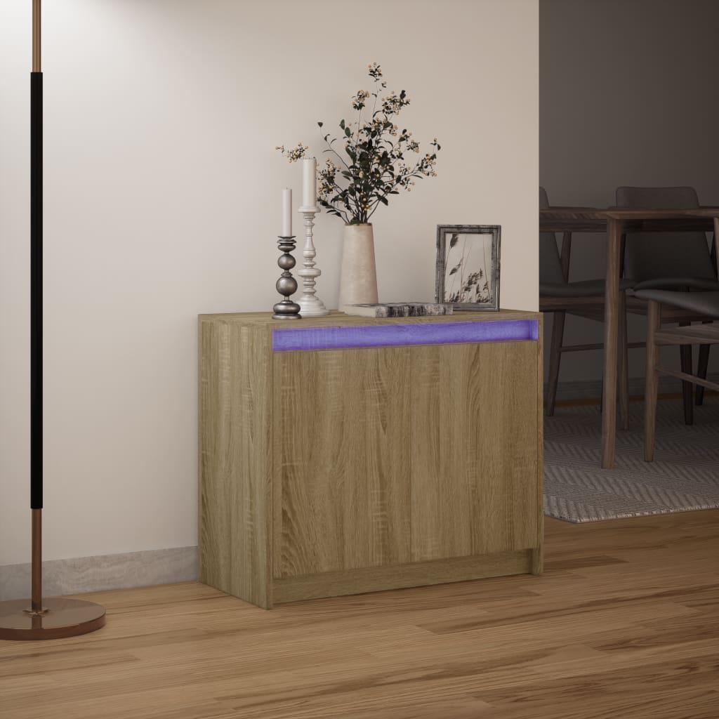 Sideboard with LED Sonoma Oak 72x34x61 cm Engineered Wood