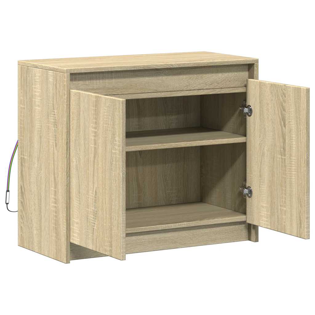 Sideboard with LED Sonoma Oak 72x34x61 cm Engineered Wood