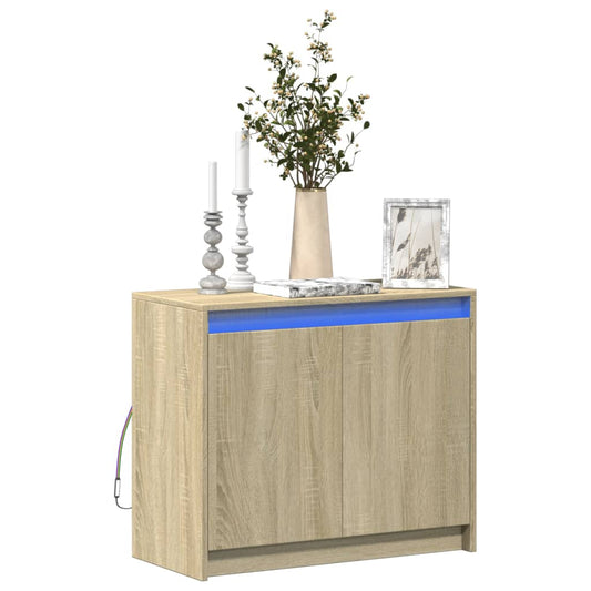 Sideboard with LED Sonoma Oak 72x34x61 cm Engineered Wood