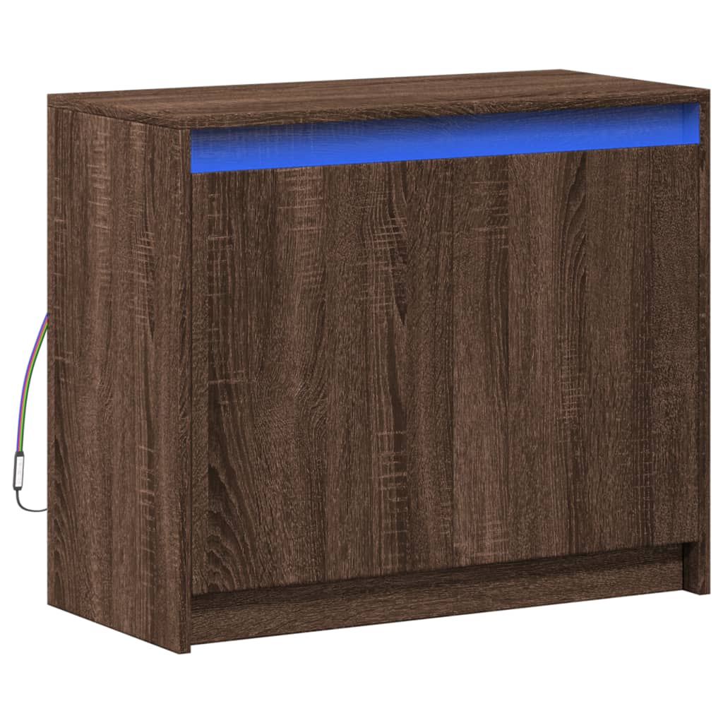 Sideboard with LED Brown Oak 72x34x61 cm Engineered Wood