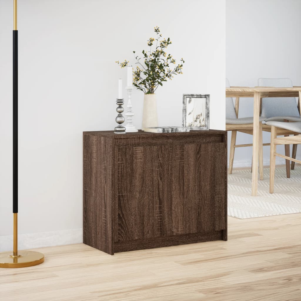 Sideboard with LED Brown Oak 72x34x61 cm Engineered Wood