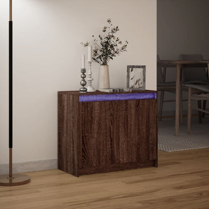 Sideboard with LED Brown Oak 72x34x61 cm Engineered Wood