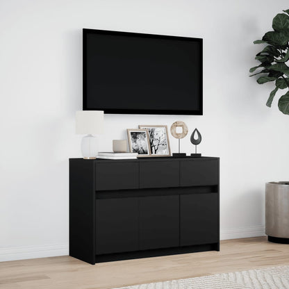 TV Cabinet with LED Black 91x34x61 cm Engineered Wood