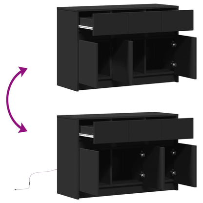 TV Cabinet with LED Black 91x34x61 cm Engineered Wood