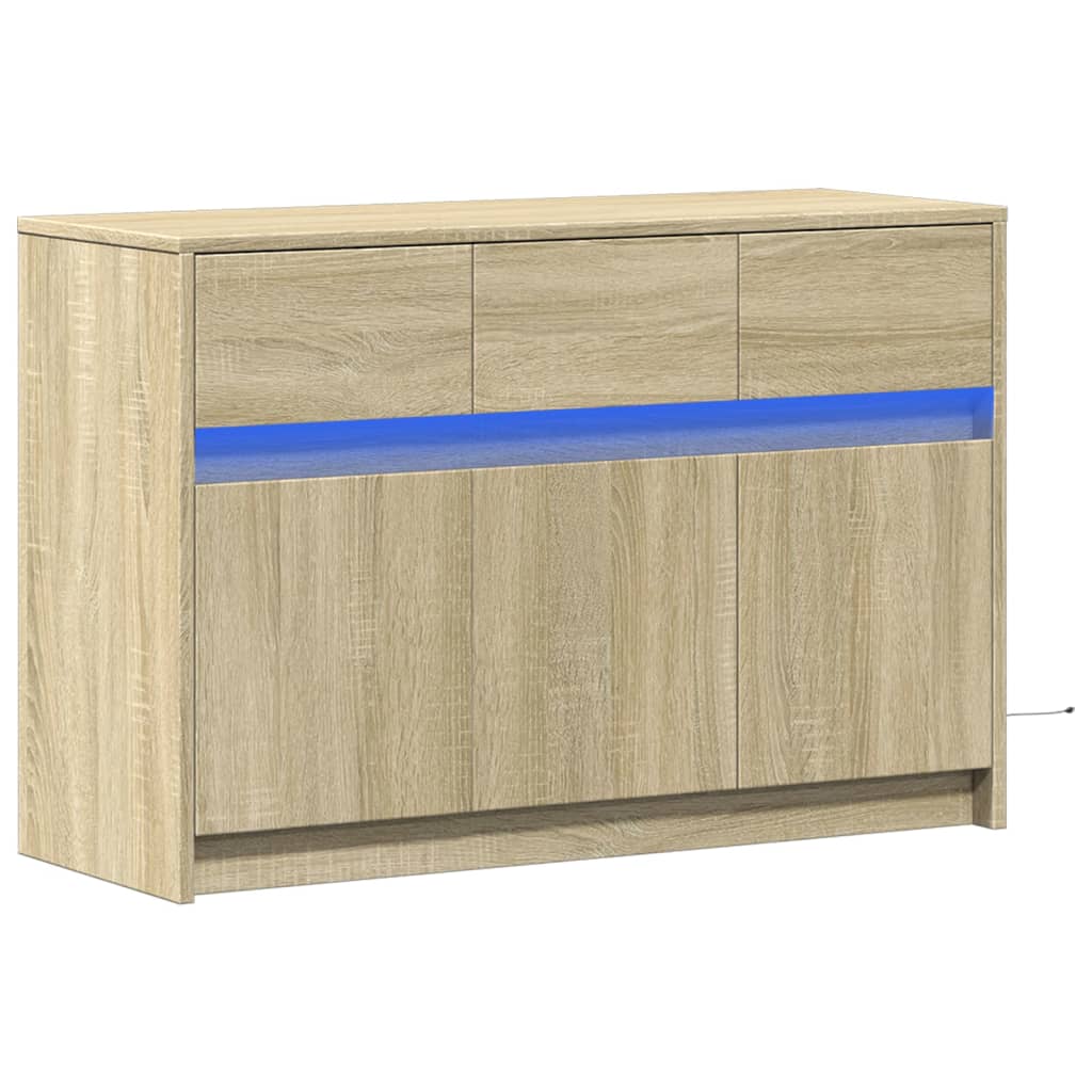 TV Cabinet with LED Sonoma Oak 91x34x61 cm Engineered Wood