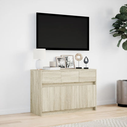 TV Cabinet with LED Sonoma Oak 91x34x61 cm Engineered Wood