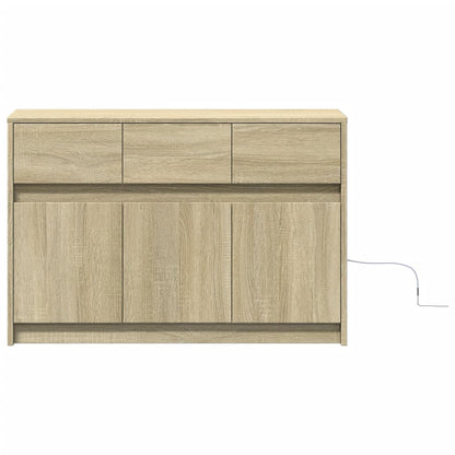 TV Cabinet with LED Sonoma Oak 91x34x61 cm Engineered Wood