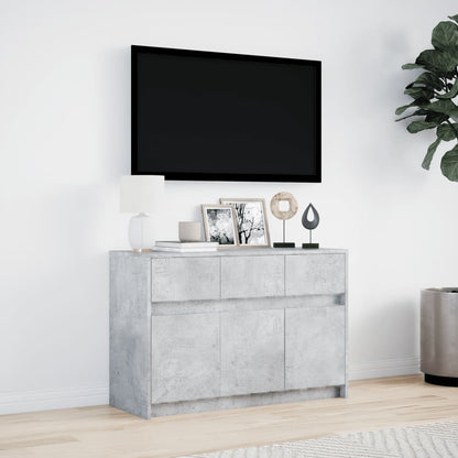 TV Cabinet with LED Concrete Grey 91x34x61 cm Engineered Wood