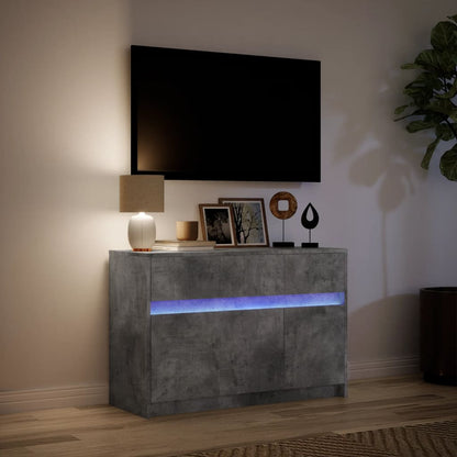 TV Cabinet with LED Concrete Grey 91x34x61 cm Engineered Wood