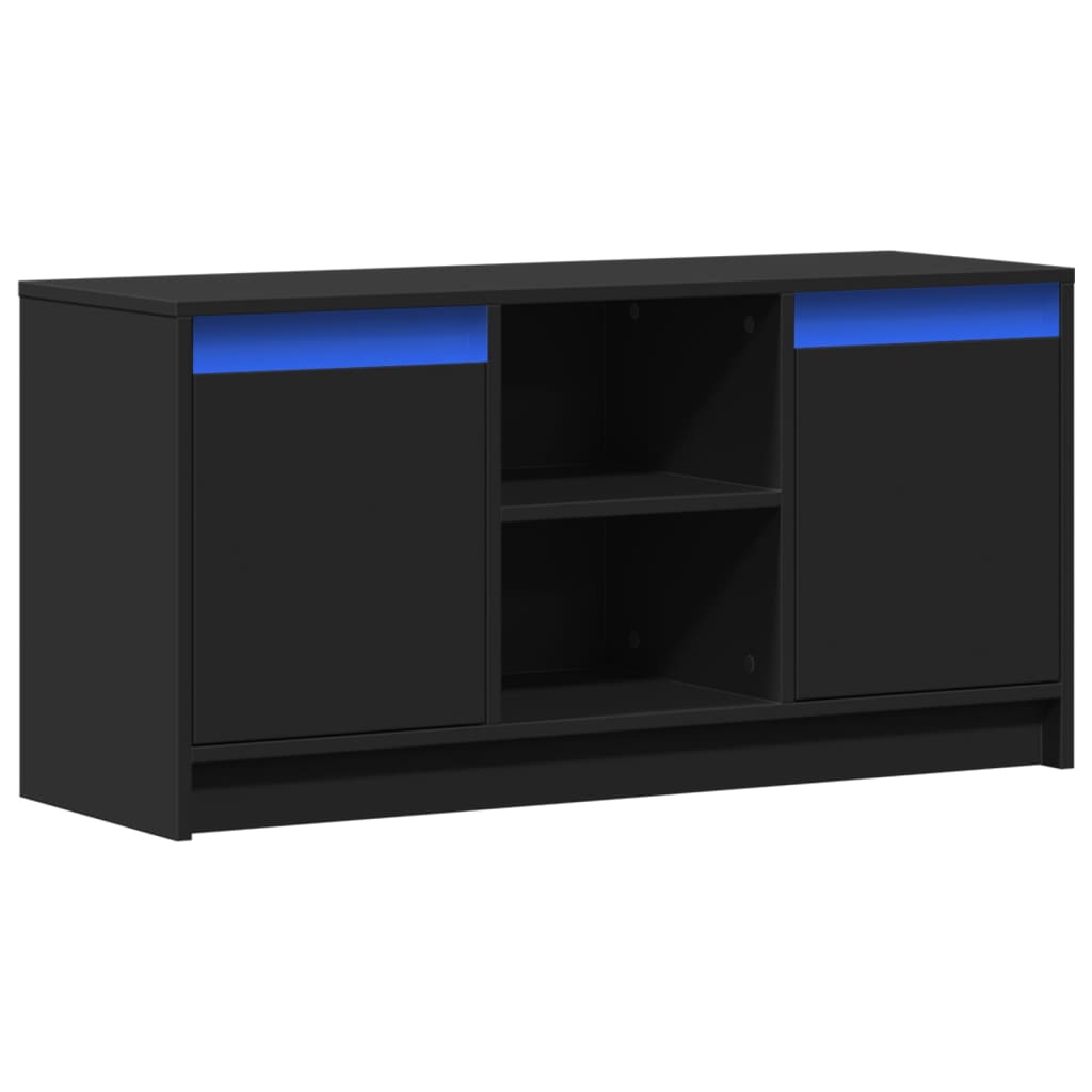 TV Cabinet with LED Black 100x34x50 cm Engineered Wood