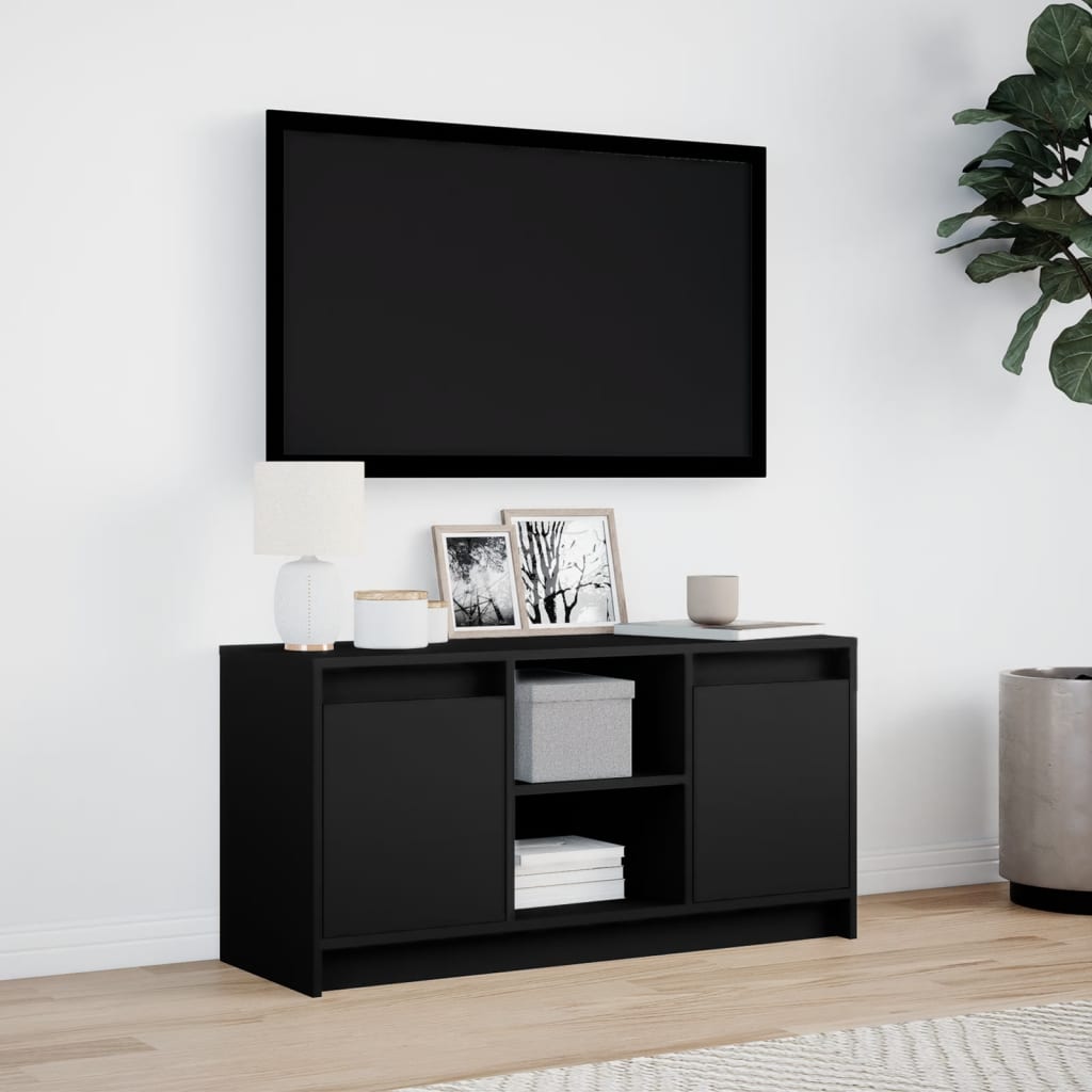 TV Cabinet with LED Black 100x34x50 cm Engineered Wood