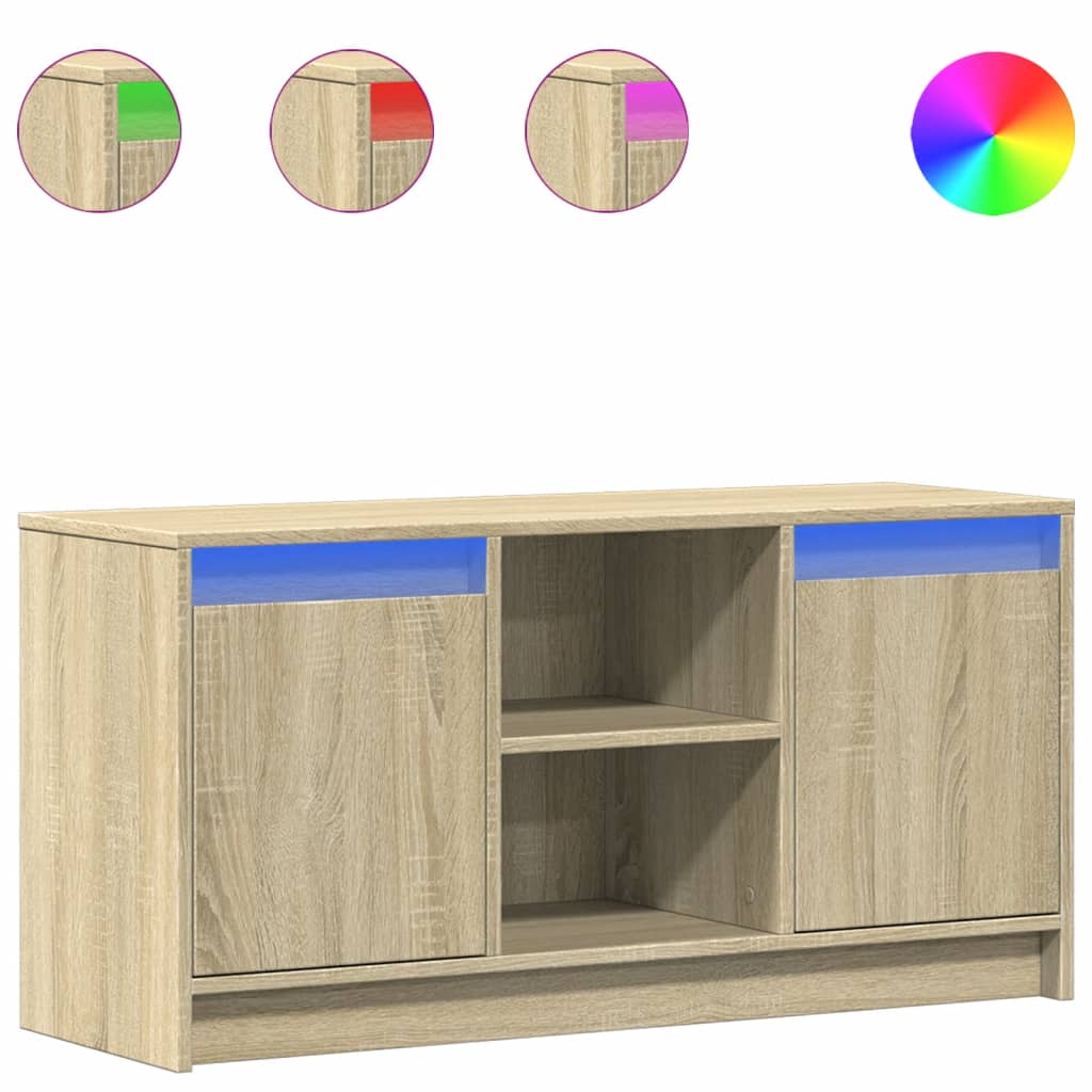 TV Cabinet with LED Sonoma Oak 100x34x50 cm Engineered Wood