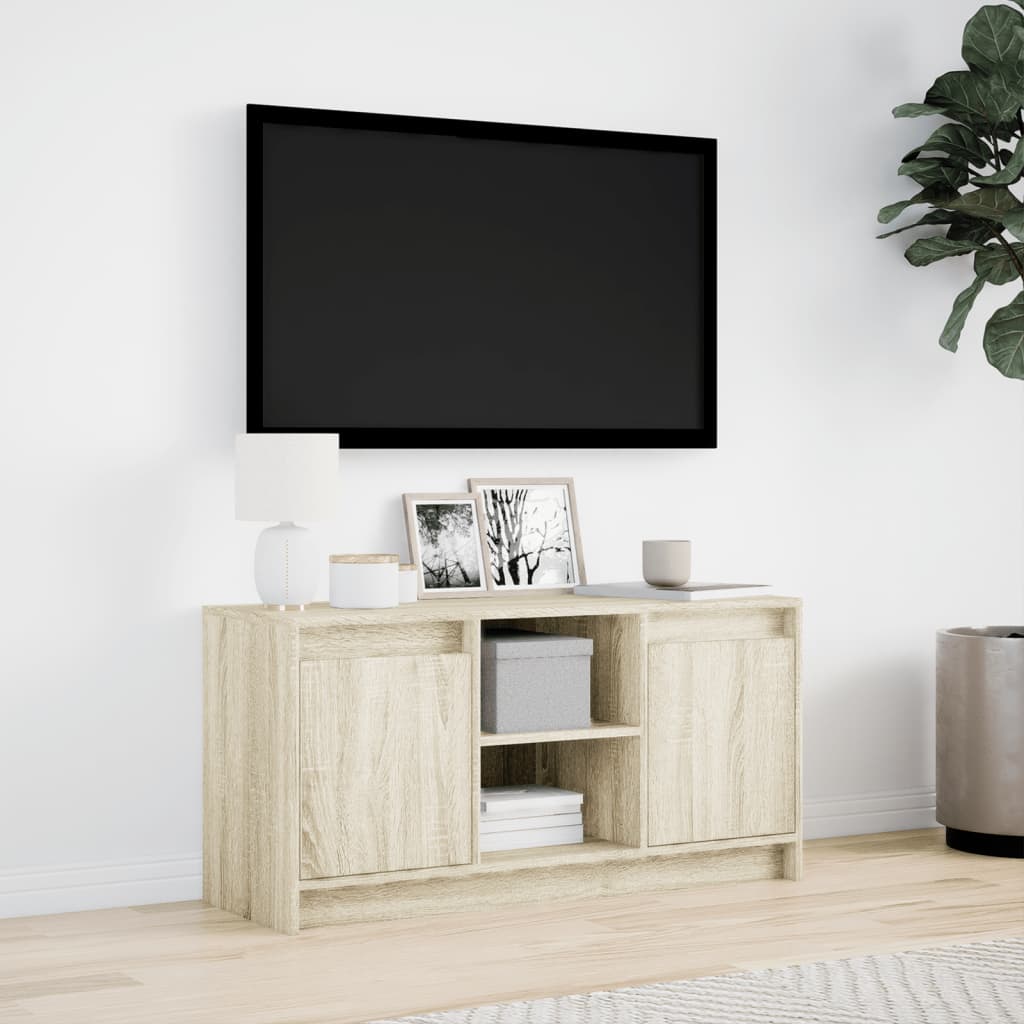 TV Cabinet with LED Sonoma Oak 100x34x50 cm Engineered Wood