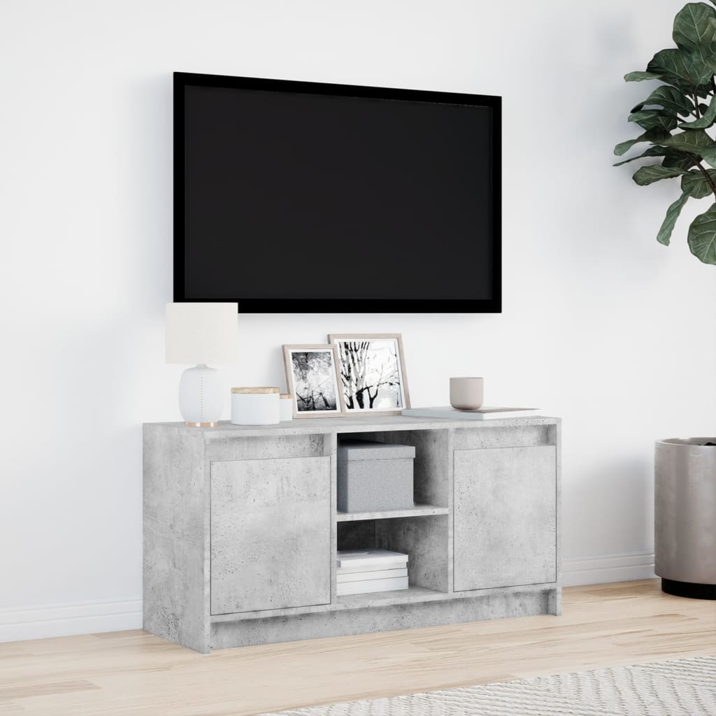 TV Cabinet with LED Concrete Grey 100x34x50 cm Engineered Wood