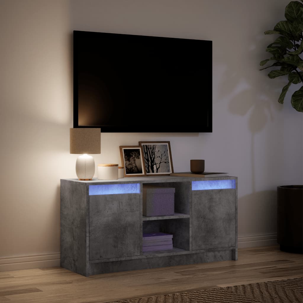 TV Cabinet with LED Concrete Grey 100x34x50 cm Engineered Wood