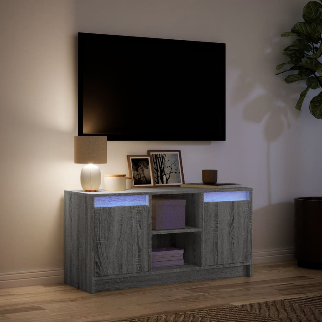 TV Cabinet with LED Grey Sonoma 100x34x50 cm Engineered Wood