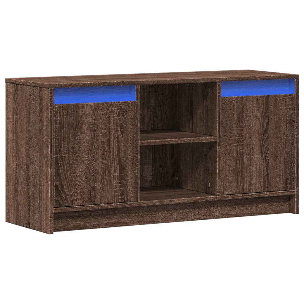 TV Cabinet with LED Brown Oak 100x34x50 cm Engineered Wood