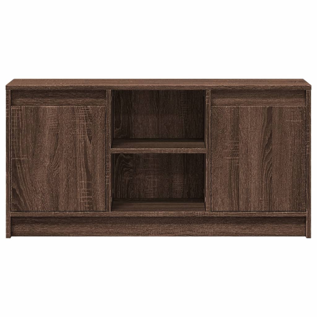 TV Cabinet with LED Brown Oak 100x34x50 cm Engineered Wood