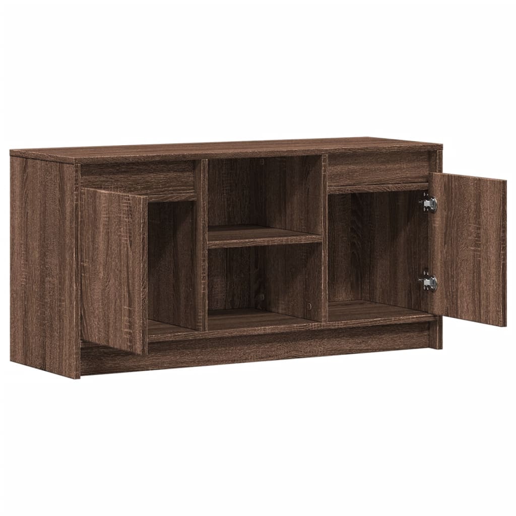 TV Cabinet with LED Brown Oak 100x34x50 cm Engineered Wood