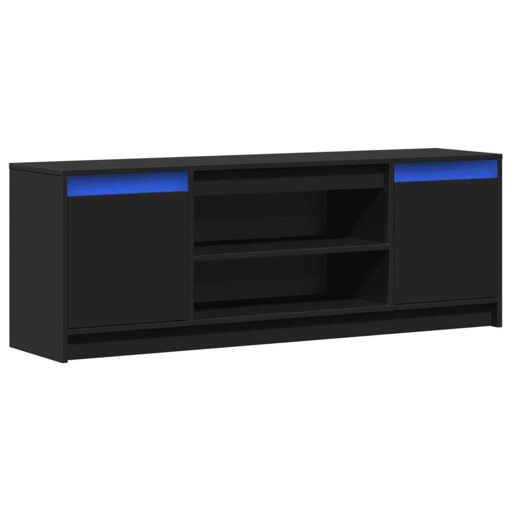 TV Cabinet with LED Black 139.5x34x50 cm Engineered Wood