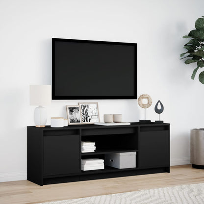 TV Cabinet with LED Black 139.5x34x50 cm Engineered Wood