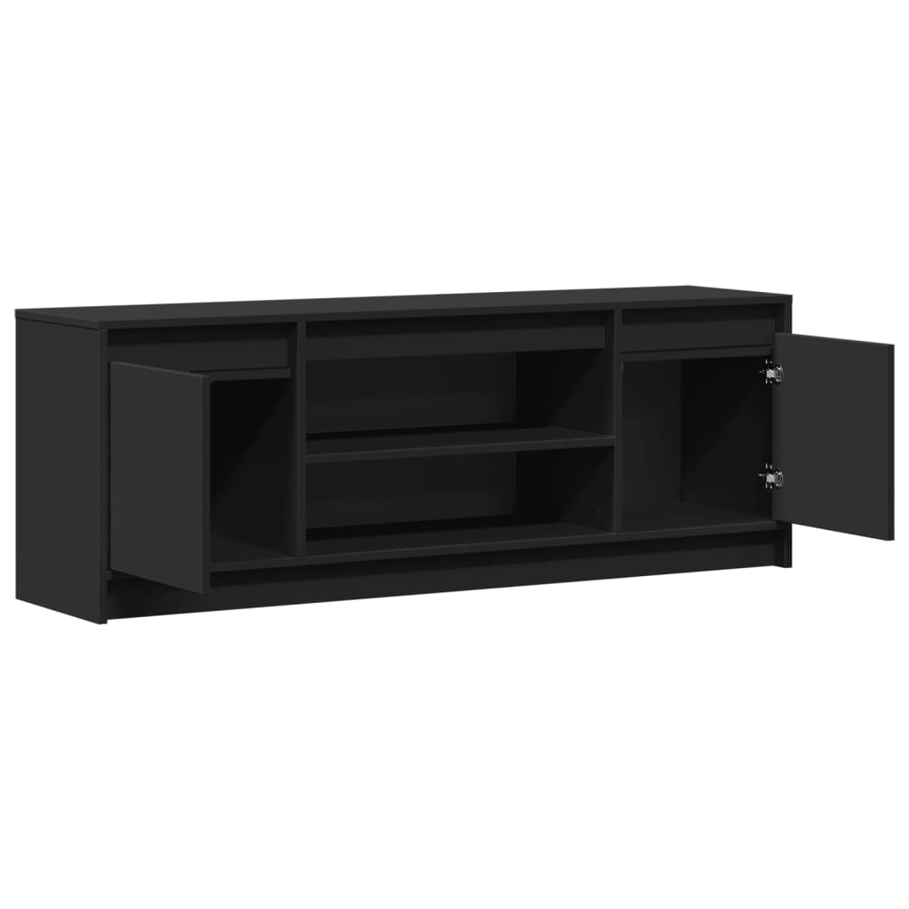 TV Cabinet with LED Black 139.5x34x50 cm Engineered Wood