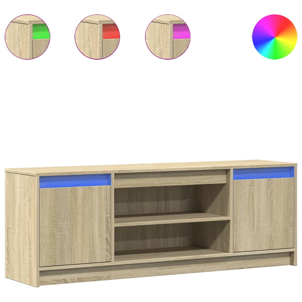 TV Cabinet with LED Sonoma Oak 139.5x34x50 cm Engineered Wood