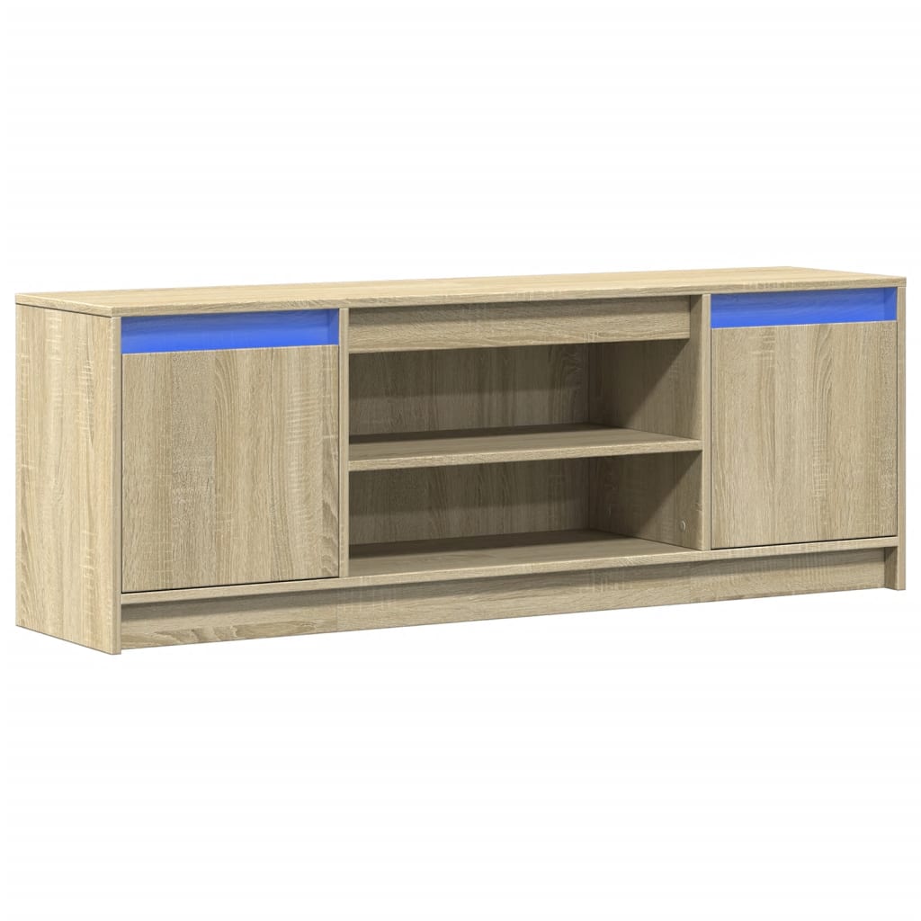 TV Cabinet with LED Sonoma Oak 139.5x34x50 cm Engineered Wood