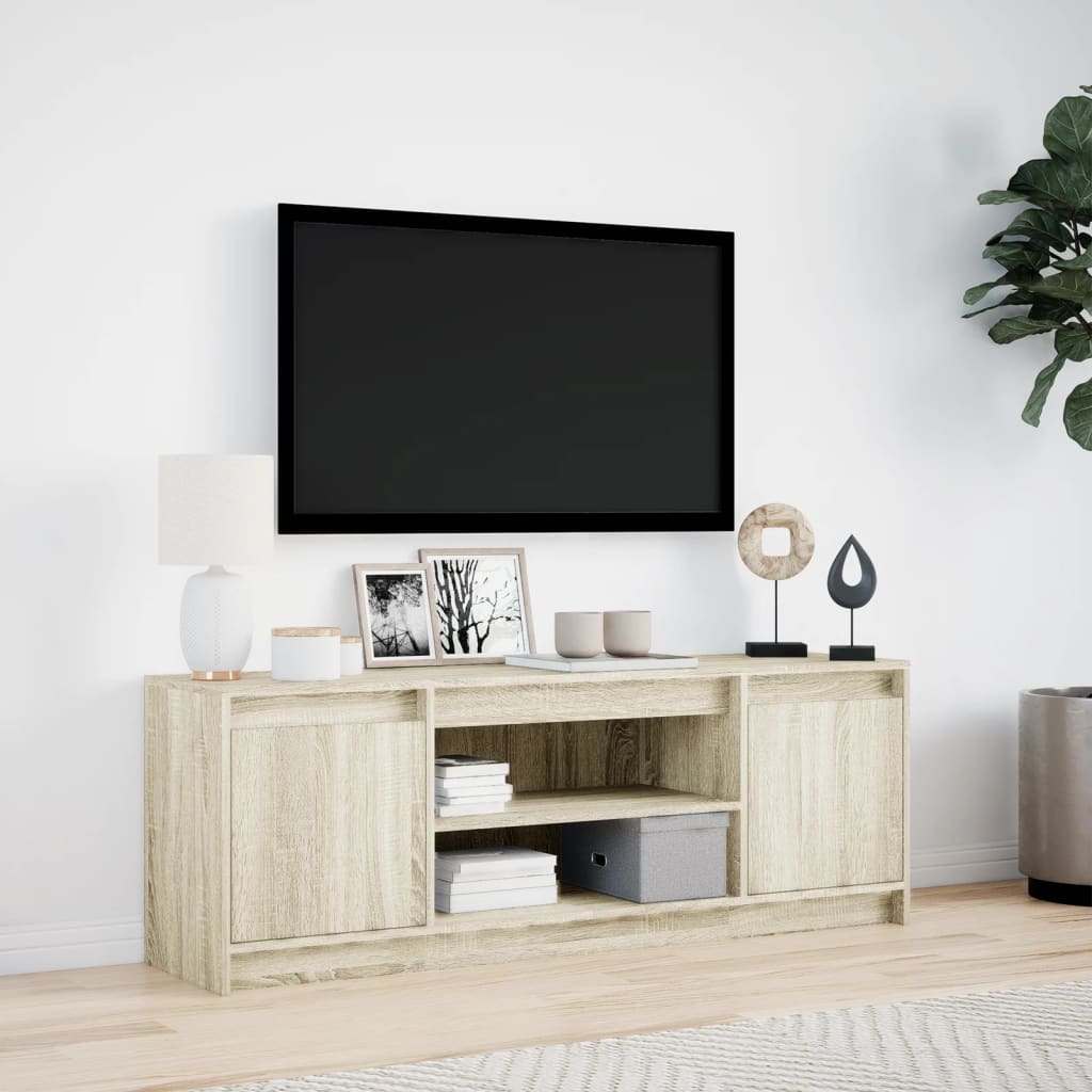 TV Cabinet with LED Sonoma Oak 139.5x34x50 cm Engineered Wood