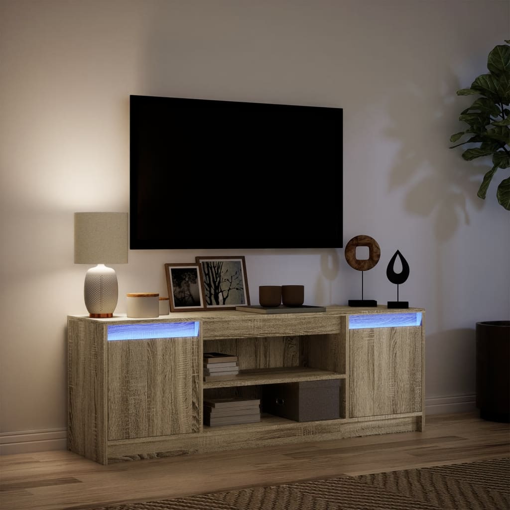 TV Cabinet with LED Sonoma Oak 139.5x34x50 cm Engineered Wood