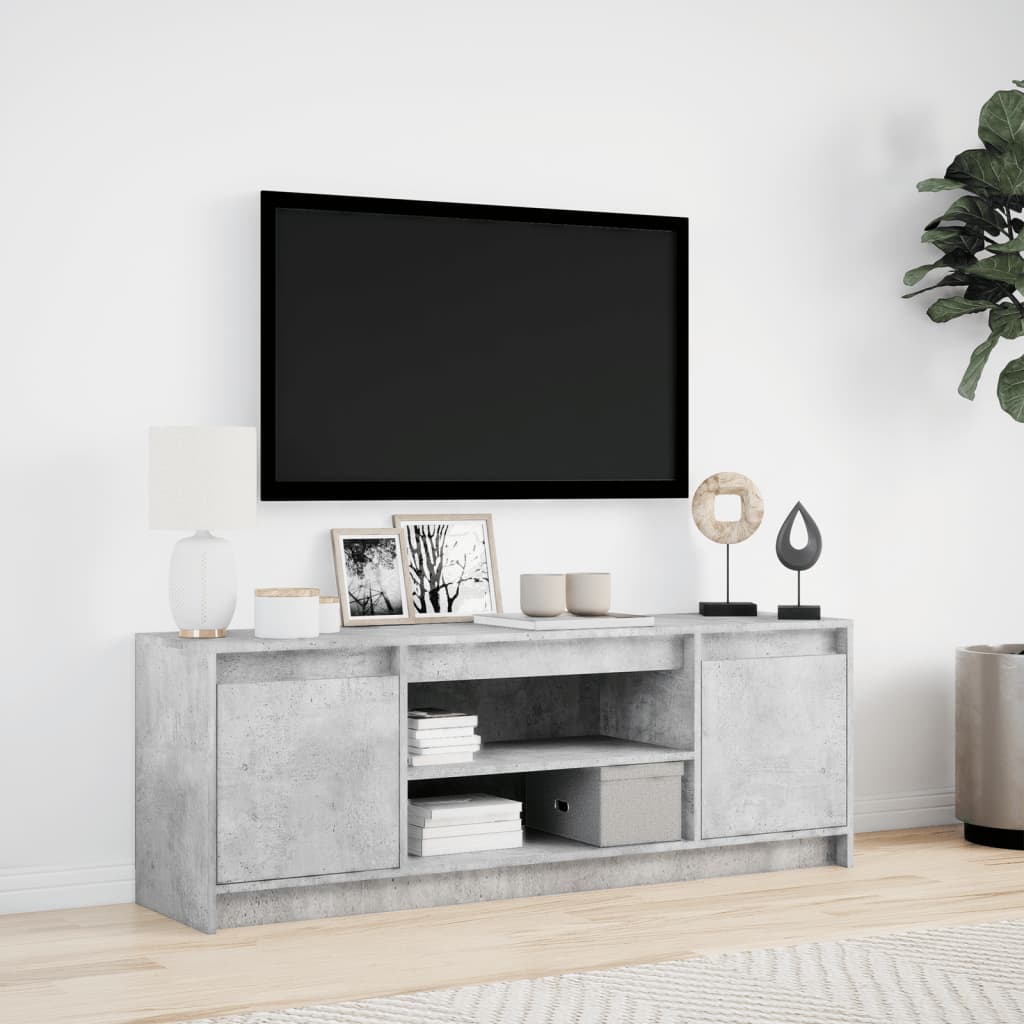 TV Cabinet with LED Concrete Grey 139.5x34x50 cm Engineered Wood