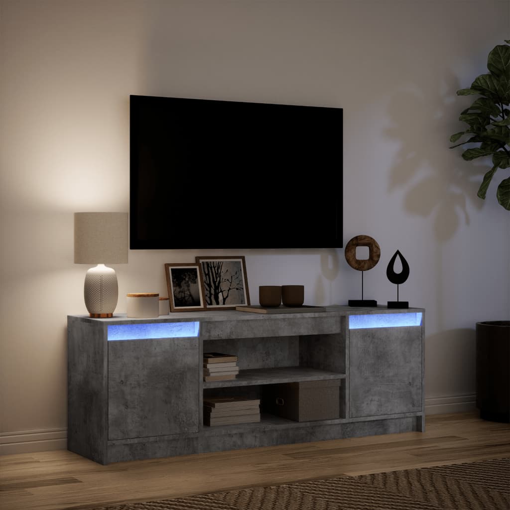 TV Cabinet with LED Concrete Grey 139.5x34x50 cm Engineered Wood