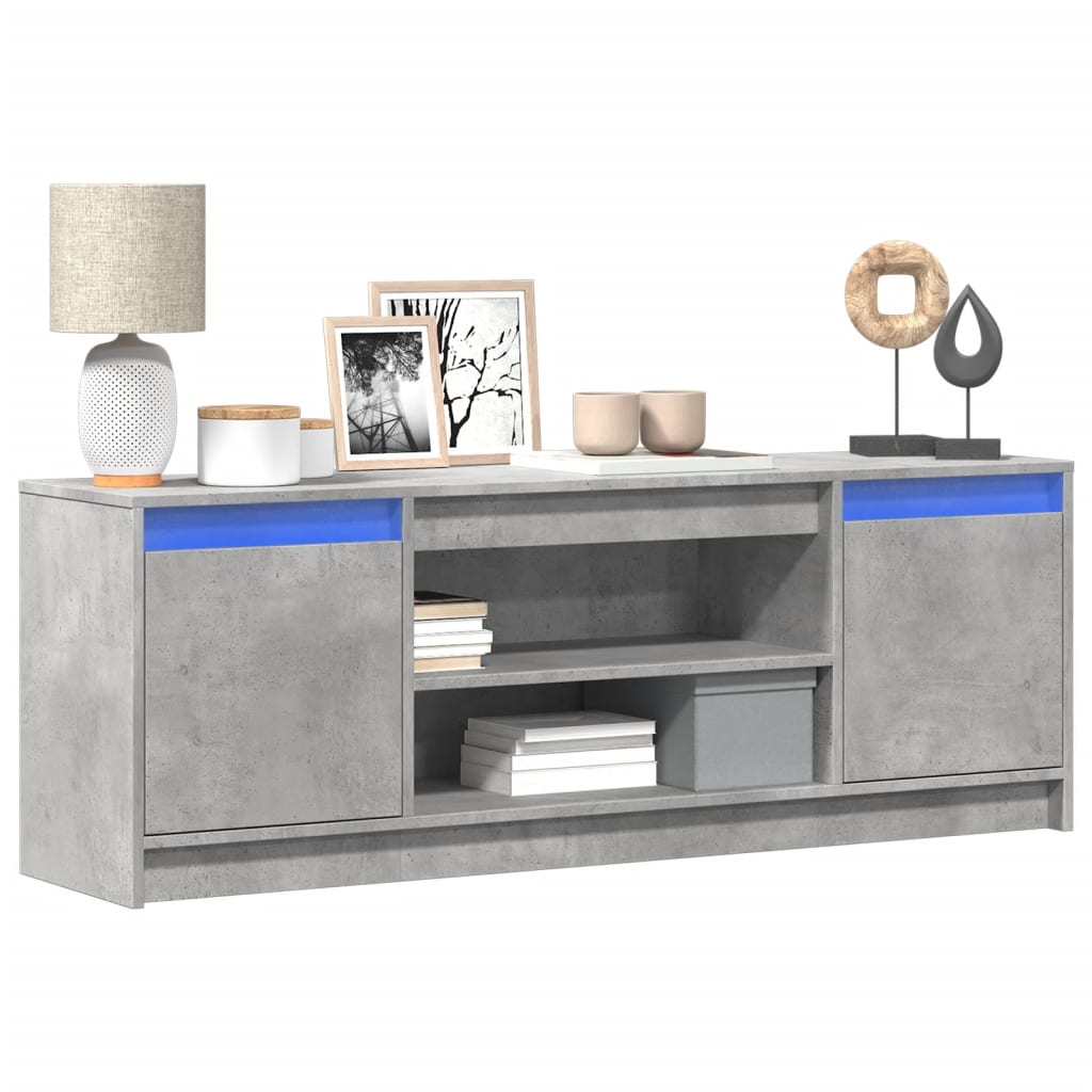 TV Cabinet with LED Concrete Grey 139.5x34x50 cm Engineered Wood