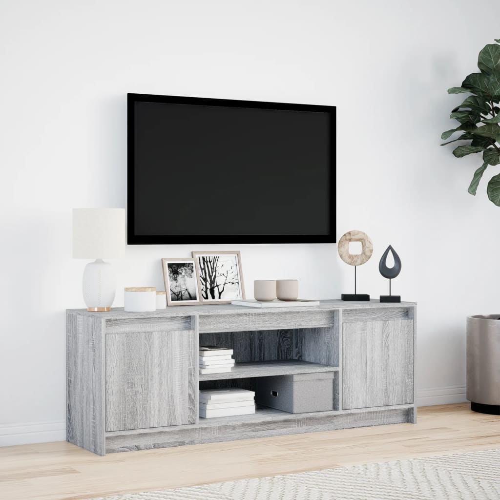 TV Cabinet with LED Grey Sonoma 139.5x34x50 cm Engineered Wood