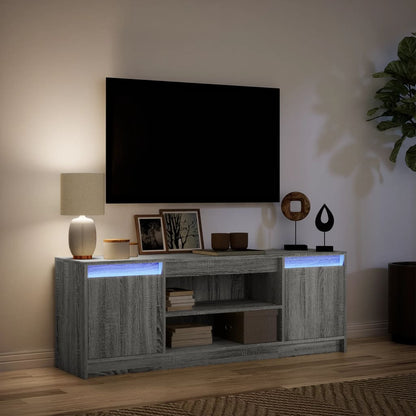 TV Cabinet with LED Grey Sonoma 139.5x34x50 cm Engineered Wood